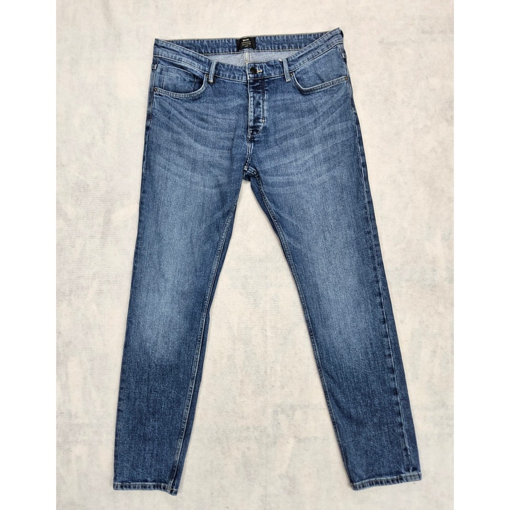 Neuw Jeans Mens 36 x 30 Lggy Skinny Medium Blue Wash Stretch Slim Fit Mid-Rise